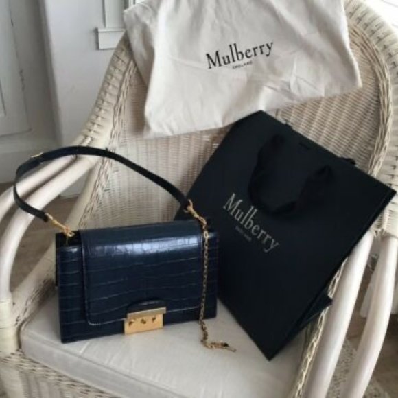 Like New Mulberry Pembroke croc print shoulder bag - Picture 3 of 11